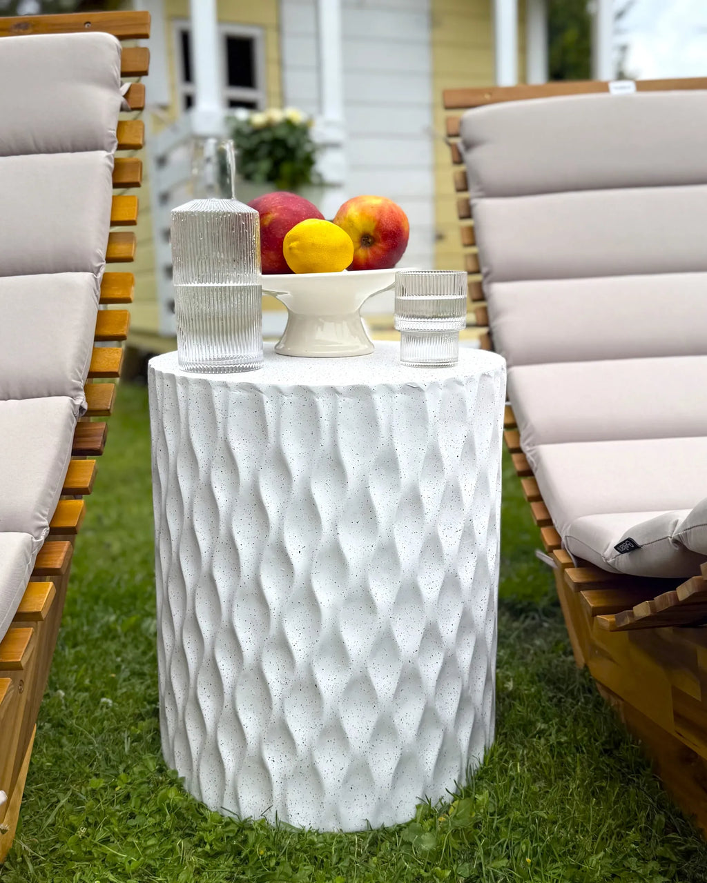Side Table ANTELAO 37 cm 37 cm Terrazzo Effect White Terrazzo