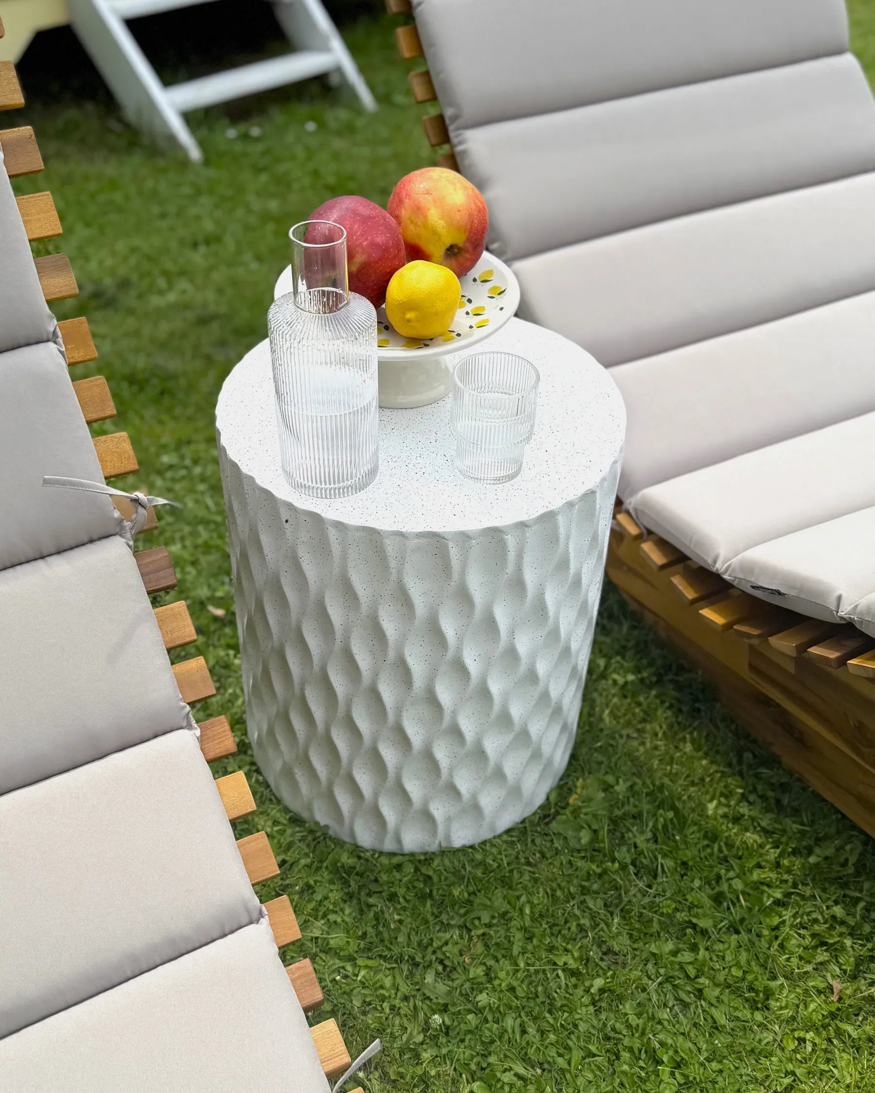 Side Table ANTELAO 37 cm 37 cm Terrazzo Effect White Terrazzo