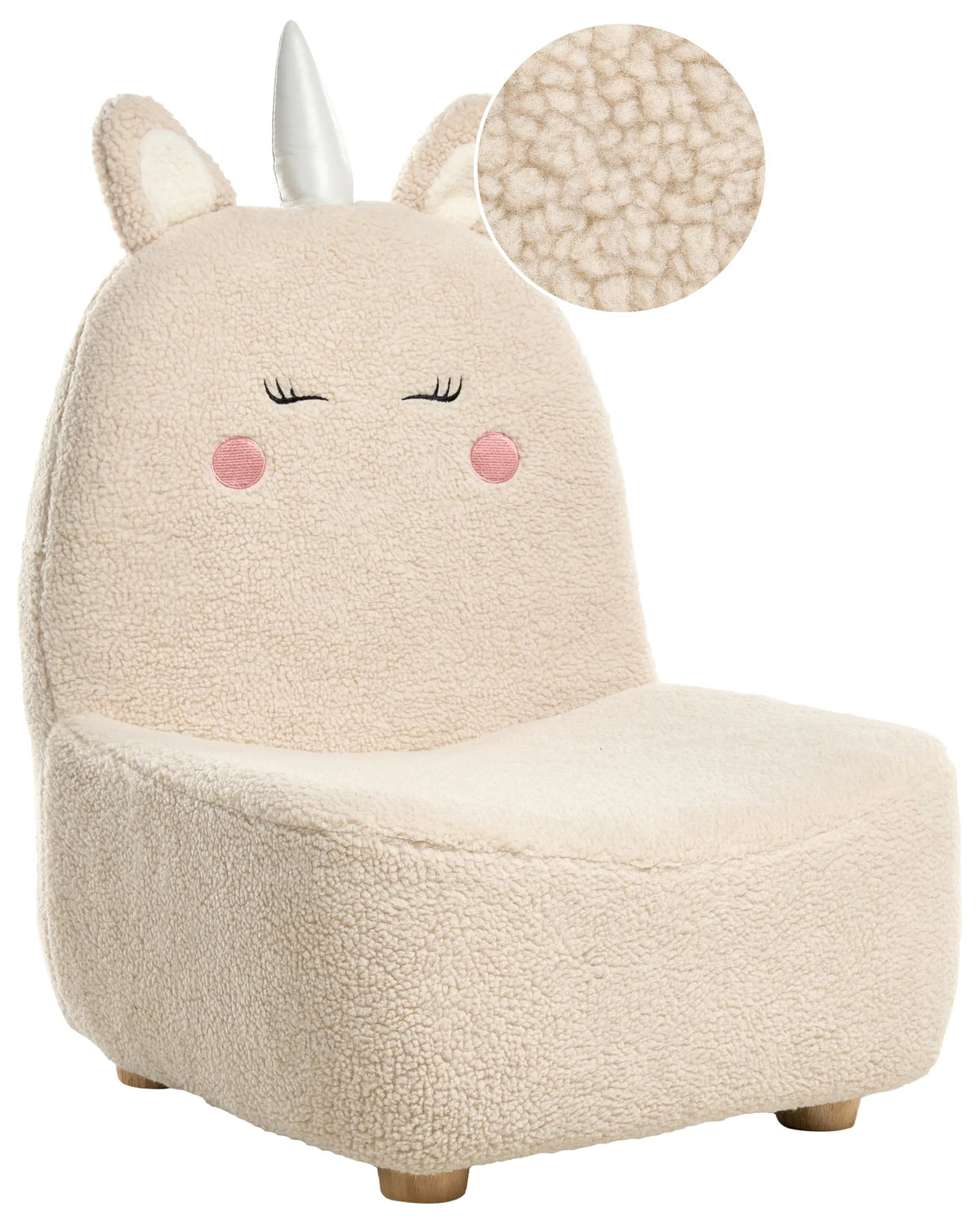 Kids Armchair Unicorn LINO Boucle Light Beige — main product view
