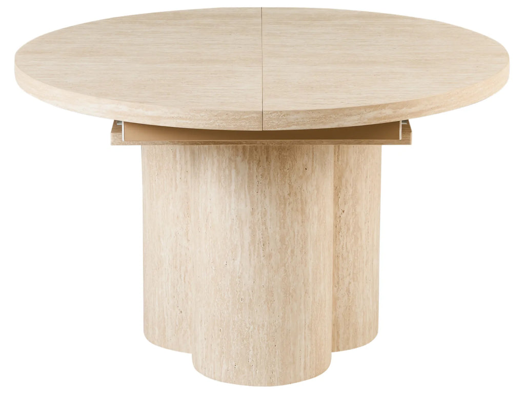 Extending Dining Table MORAINE Travertine Effect 120/160 cm 120 cm