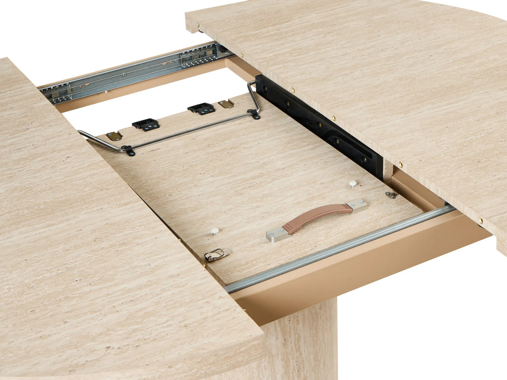 Extending Dining Table MORAINE Travertine Effect 120/160 cm 120 cm
