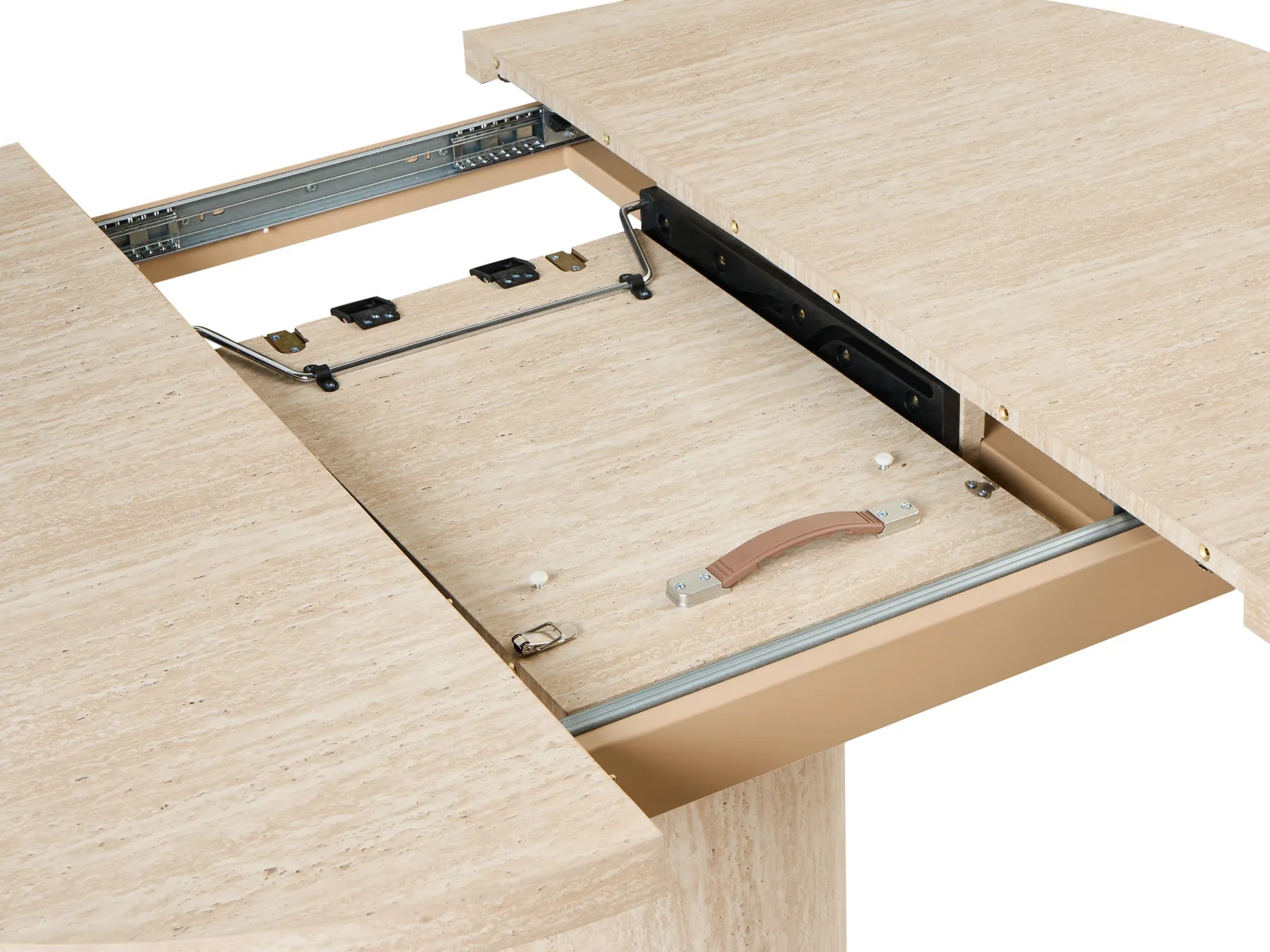 Extending Dining Table MORAINE Travertine Effect 120/160 cm 120 cm