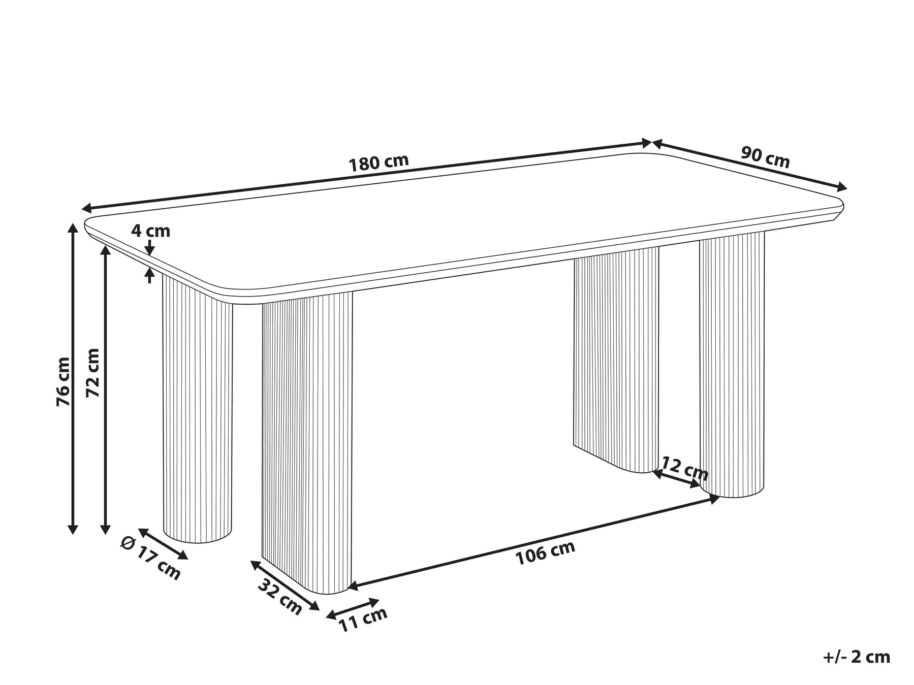 Dining Table BARROY Travertine Effect 180 cm 90 cm