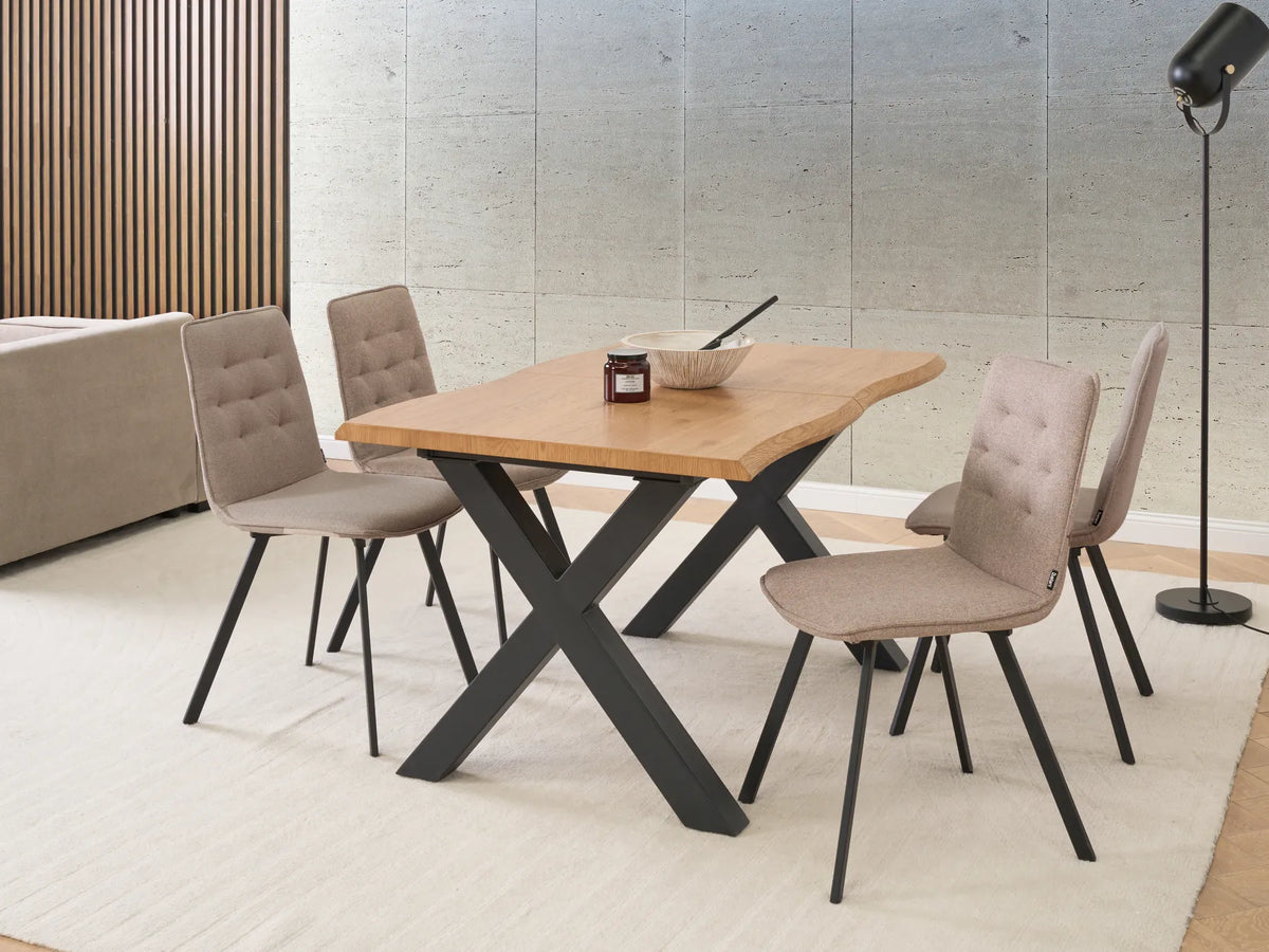 Extending Dining Table OLRA Brown 140 180 cm 90 cm — side product view