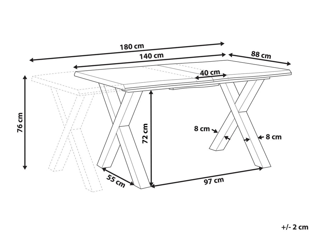 Extending Dining Table OLRA Brown 140 180 cm 90 cm — rear product view