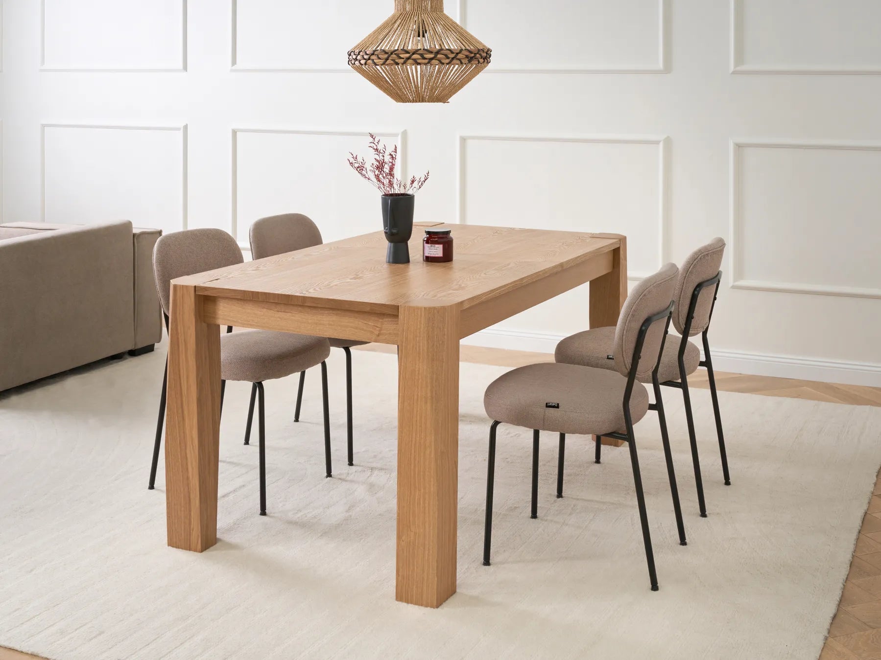 Extending Dining Table MISSION Light Ash Wood 160/200 cm 90 cm
