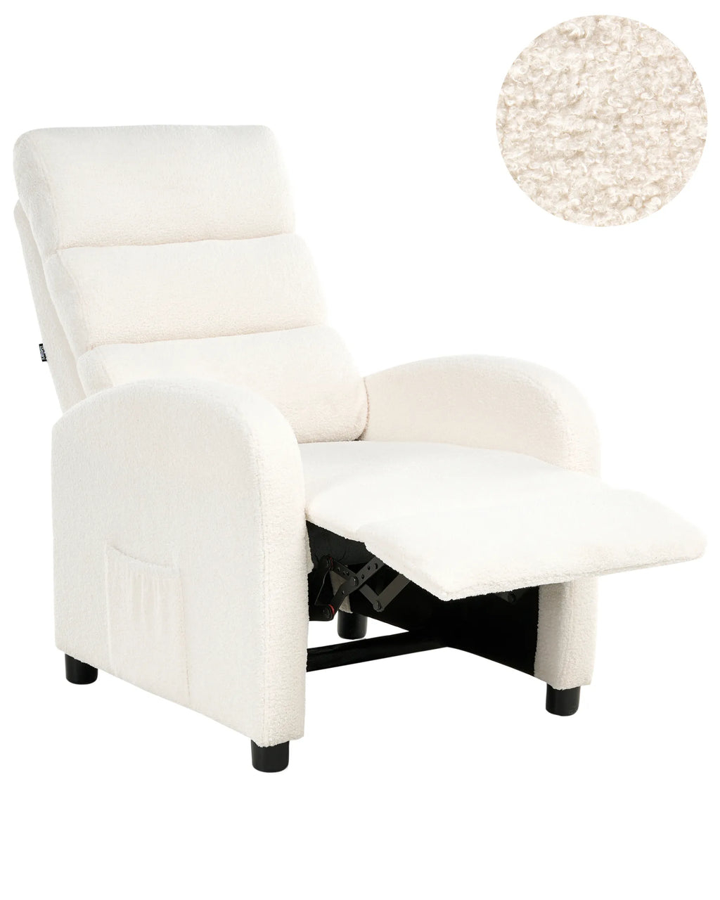 Recliner Chair OTUS with Footrest Boucle Off-White