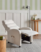 Recliner Chair OTUS with Footrest Boucle Off-White