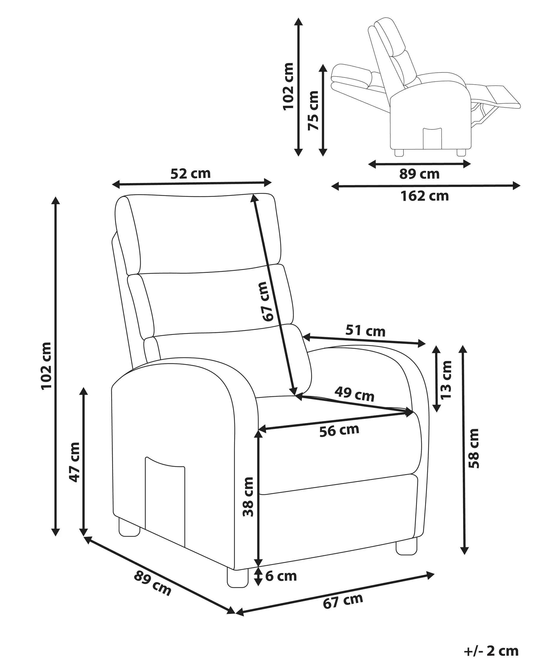 Recliner Chair OTUS with Footrest Boucle Off-White