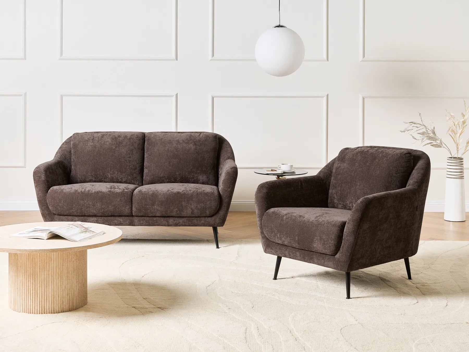 Armchair EIBY Chenille Dark Brown