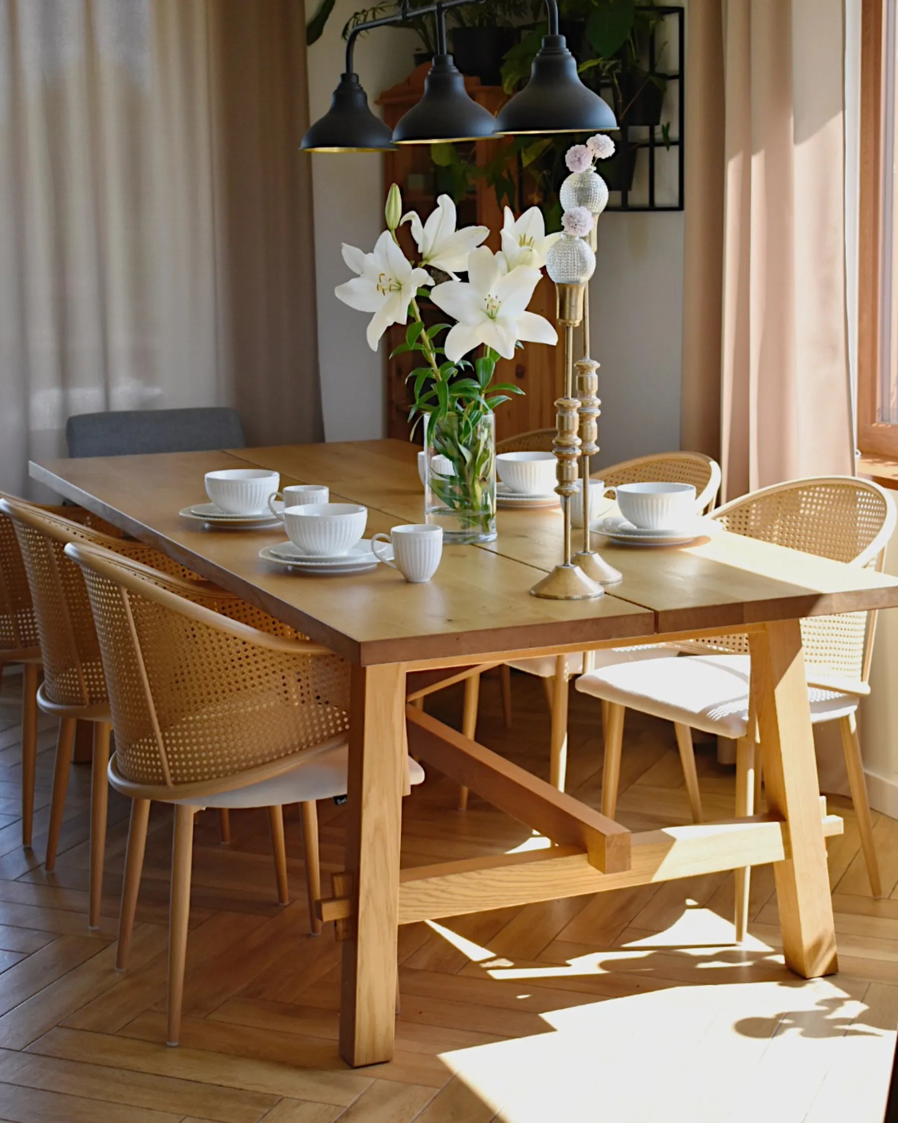 Set of 2 Dining Chairs WEIMAR Metal Light Brown