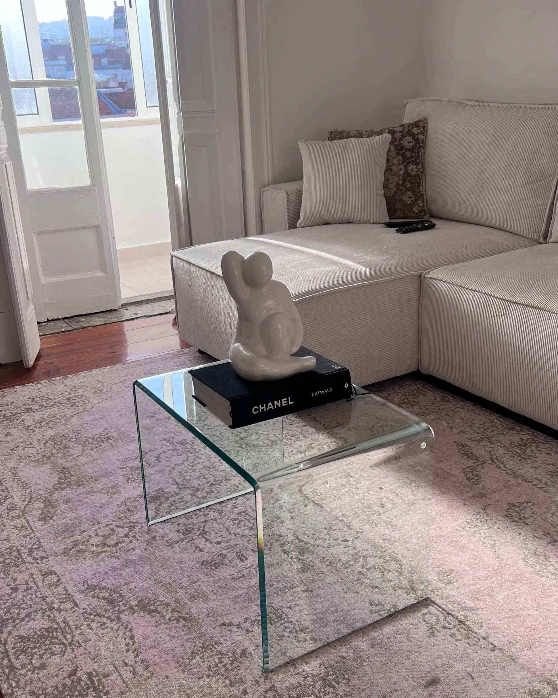 Side Table LOURDES Tempered Glass Transparent