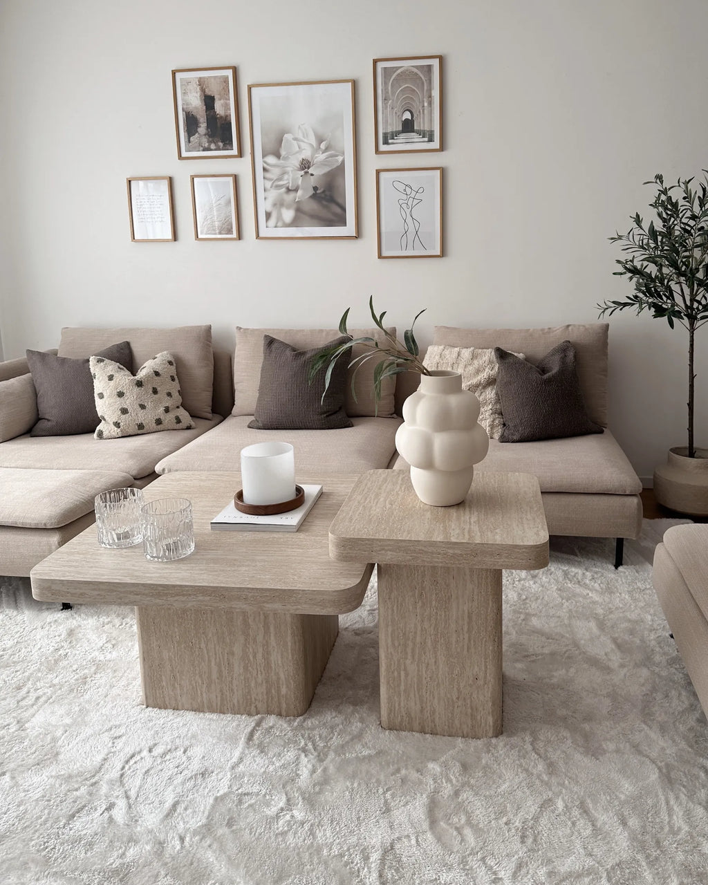 Coffee Table DUSON Travertine Effect