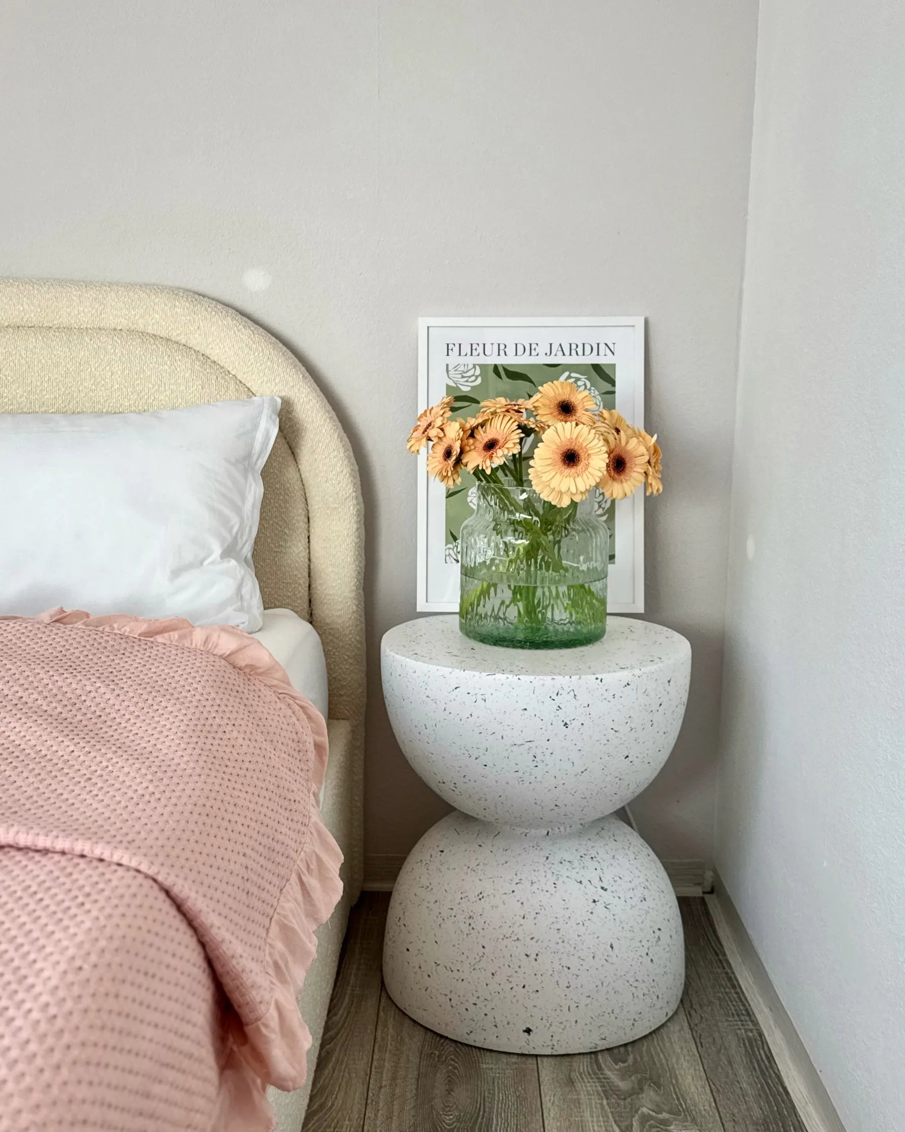 Side Table CAORIA 40 cm 40 cm Terrazzo Effect White Terrazzo