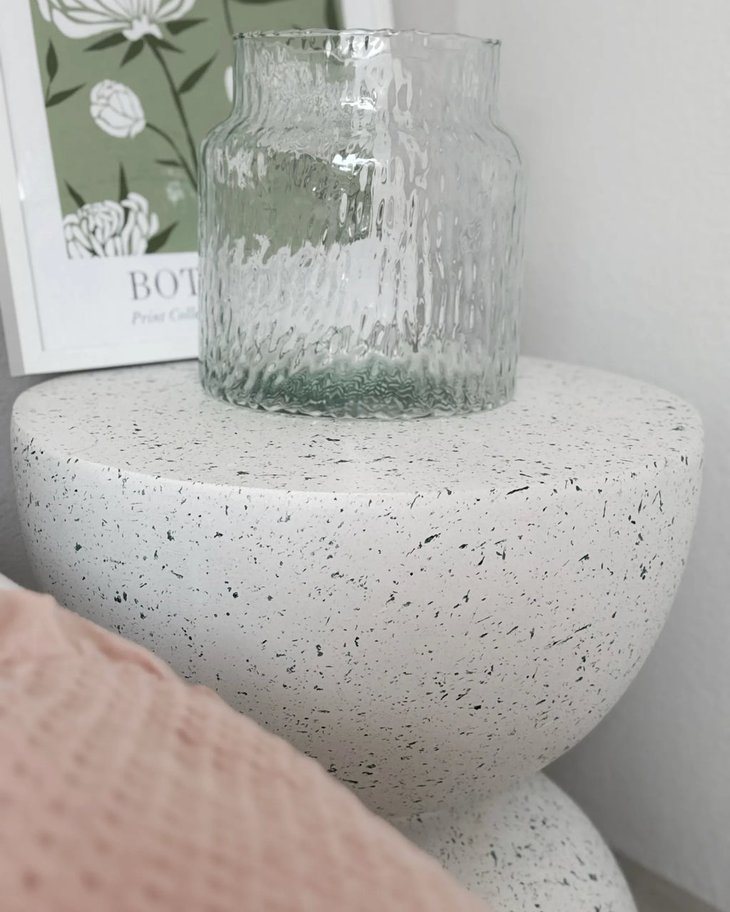 Side Table CAORIA 40 cm 40 cm Terrazzo Effect White Terrazzo