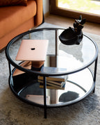 Coffee Table BIRNEY Tempered Glass Black