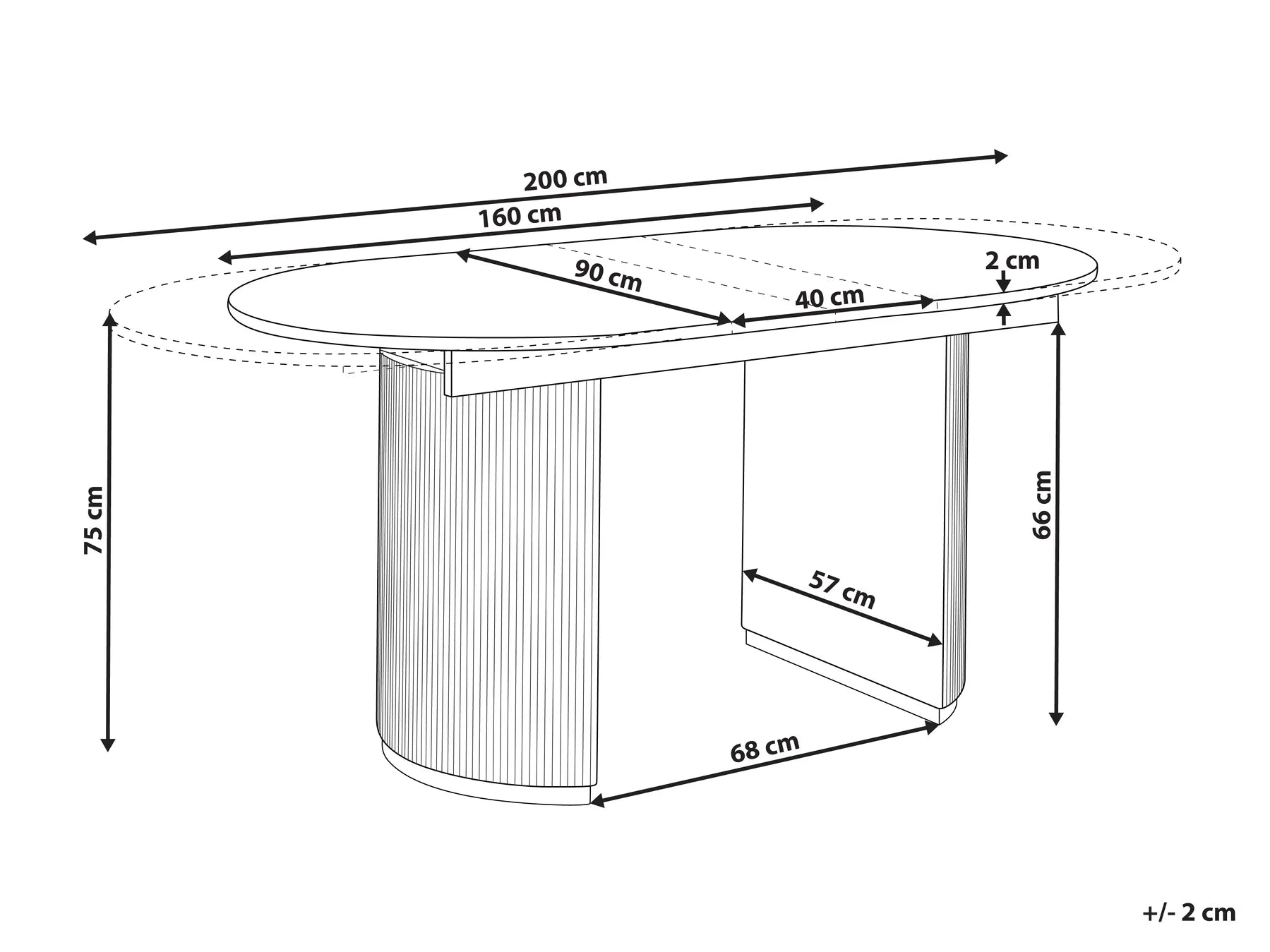 Extending Dining Table DULVERTON White 160/200 cm 90 cm
