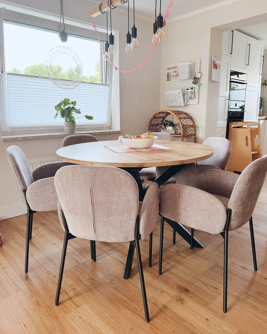 Set of 2 Dining Chairs ALBEE Fabric Pink