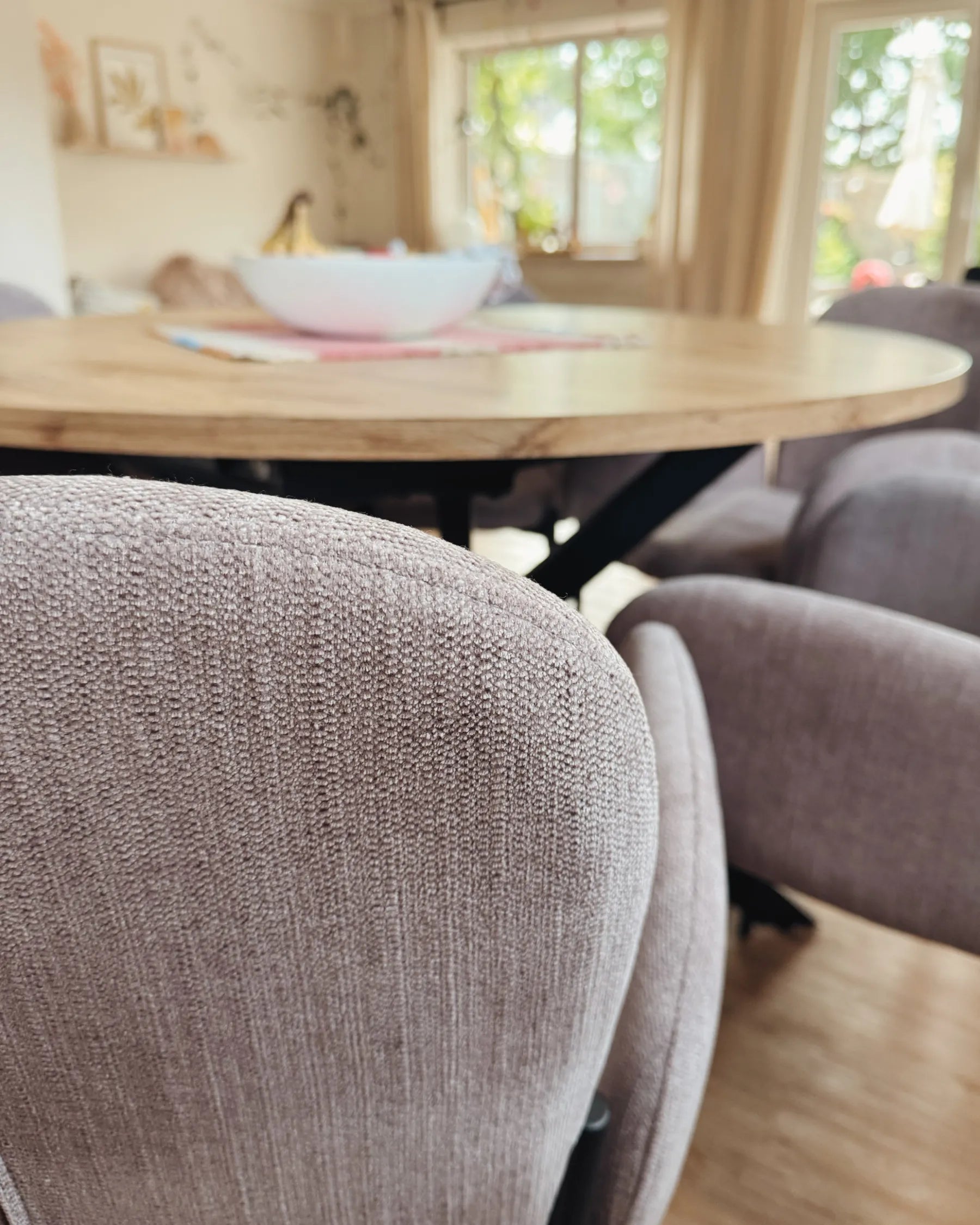 Set of 2 Dining Chairs ALBEE Fabric Pink
