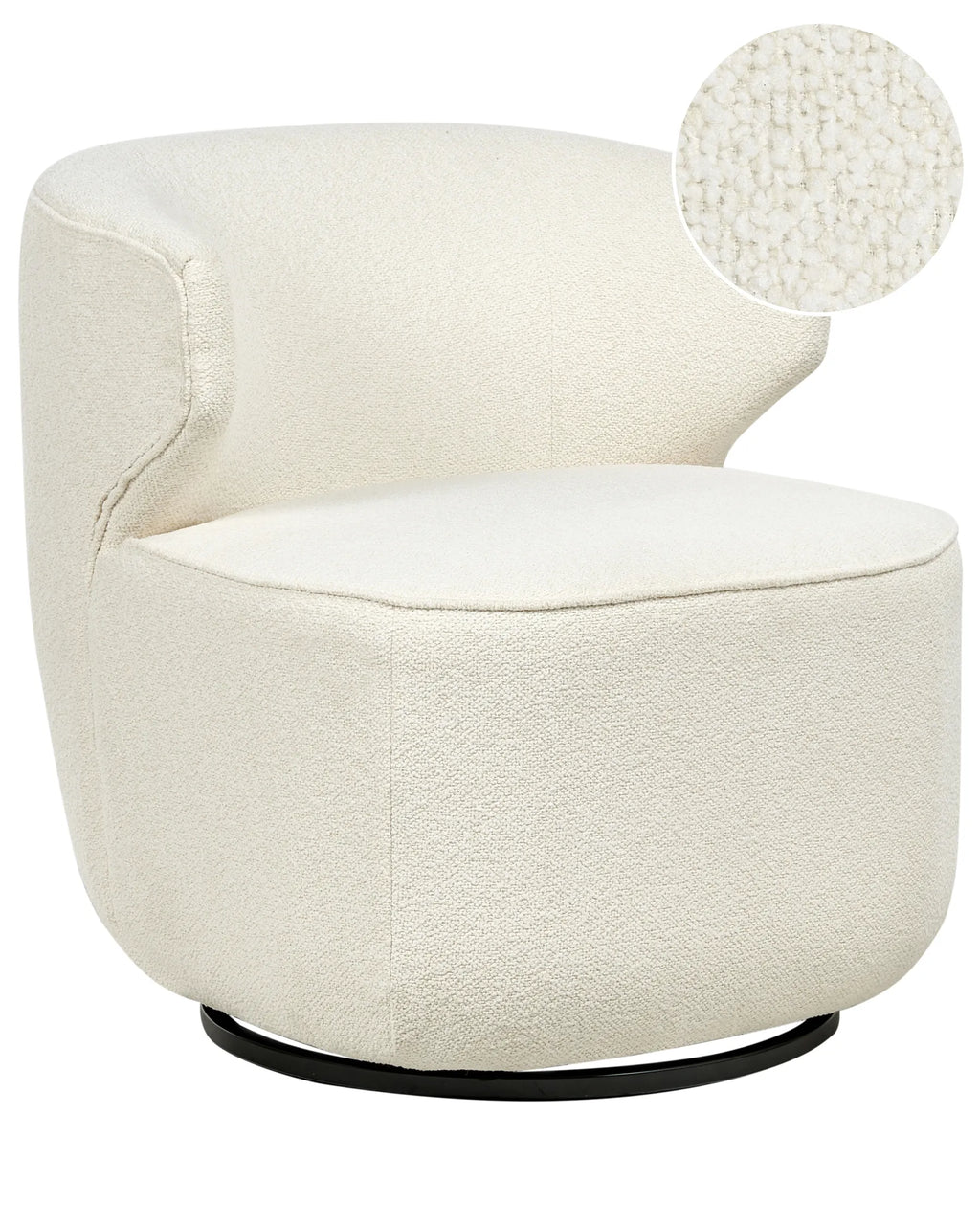 Swivel Armchair MOLLEBY Boucle Off-White