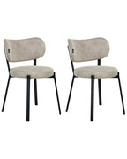 Set of 2 Dining Chairs BRONTE Fabric Beige
