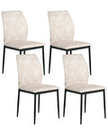 Set of 4 Dining Chairs ROCHEPORT Fabric Light Beige