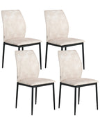Set of 4 Dining Chairs ROCHEPORT Fabric Light Beige