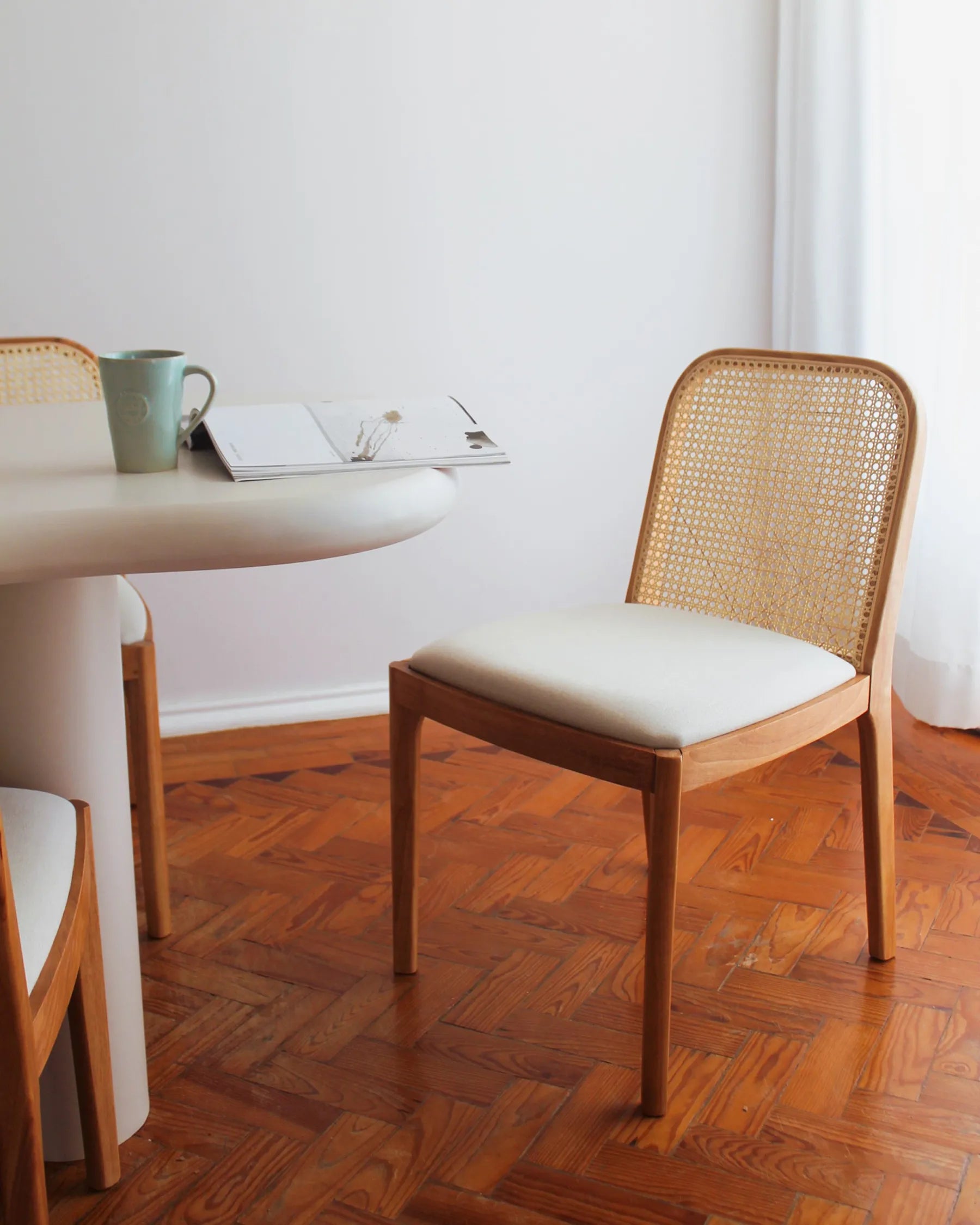 Set of 2 Dining Chairs EDINA Fabric Light Brown/ Beige