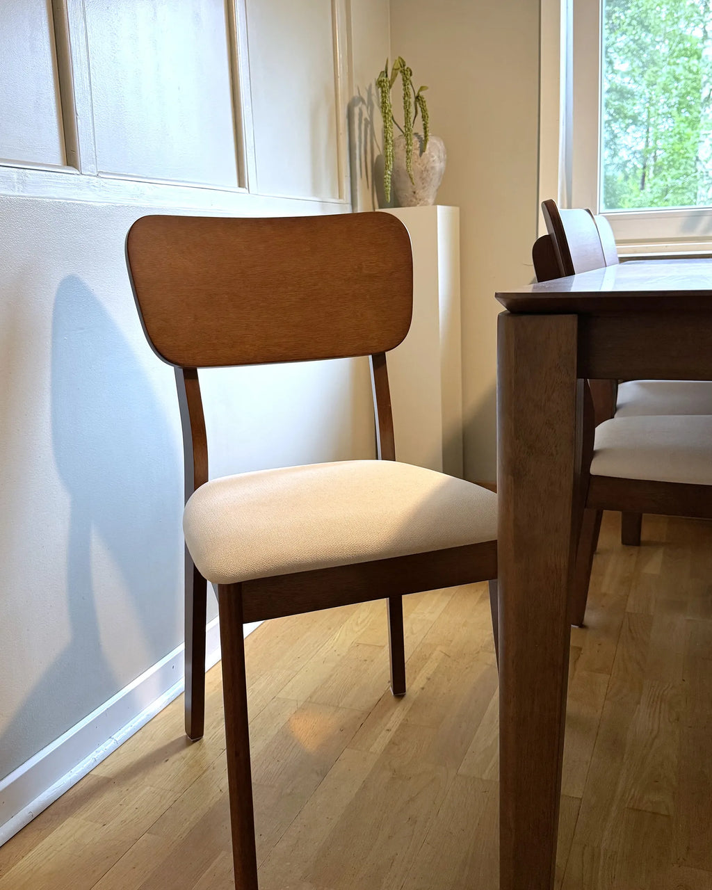 Set of 2 Dining Chairs MINIER Wood Dark Brown/ Beige