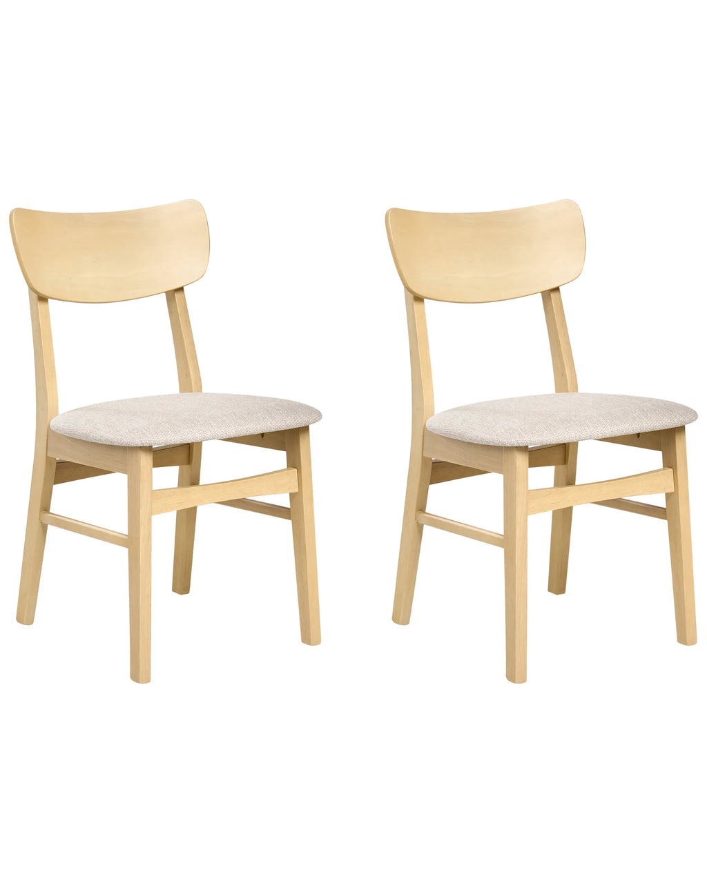 Set of 2 Dining Chairs ANOKA Wood Light Brown/ Beige