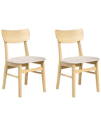 Set of 2 Dining Chairs ANOKA Wood Light Brown/ Beige