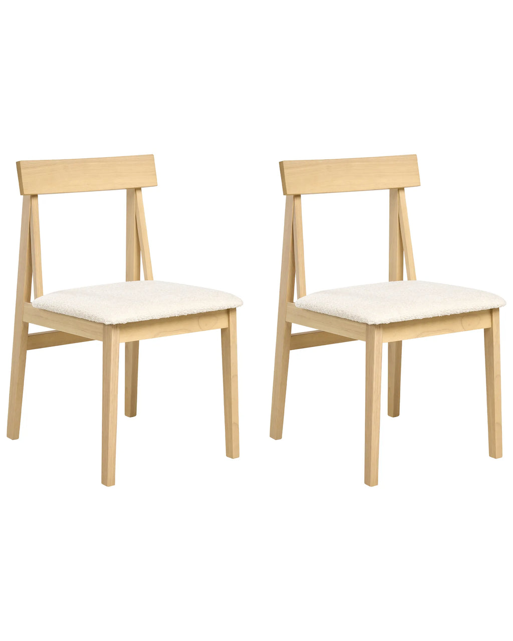 Set of 2 Dining Chairs ISLE Wood Light Brown/ Beige