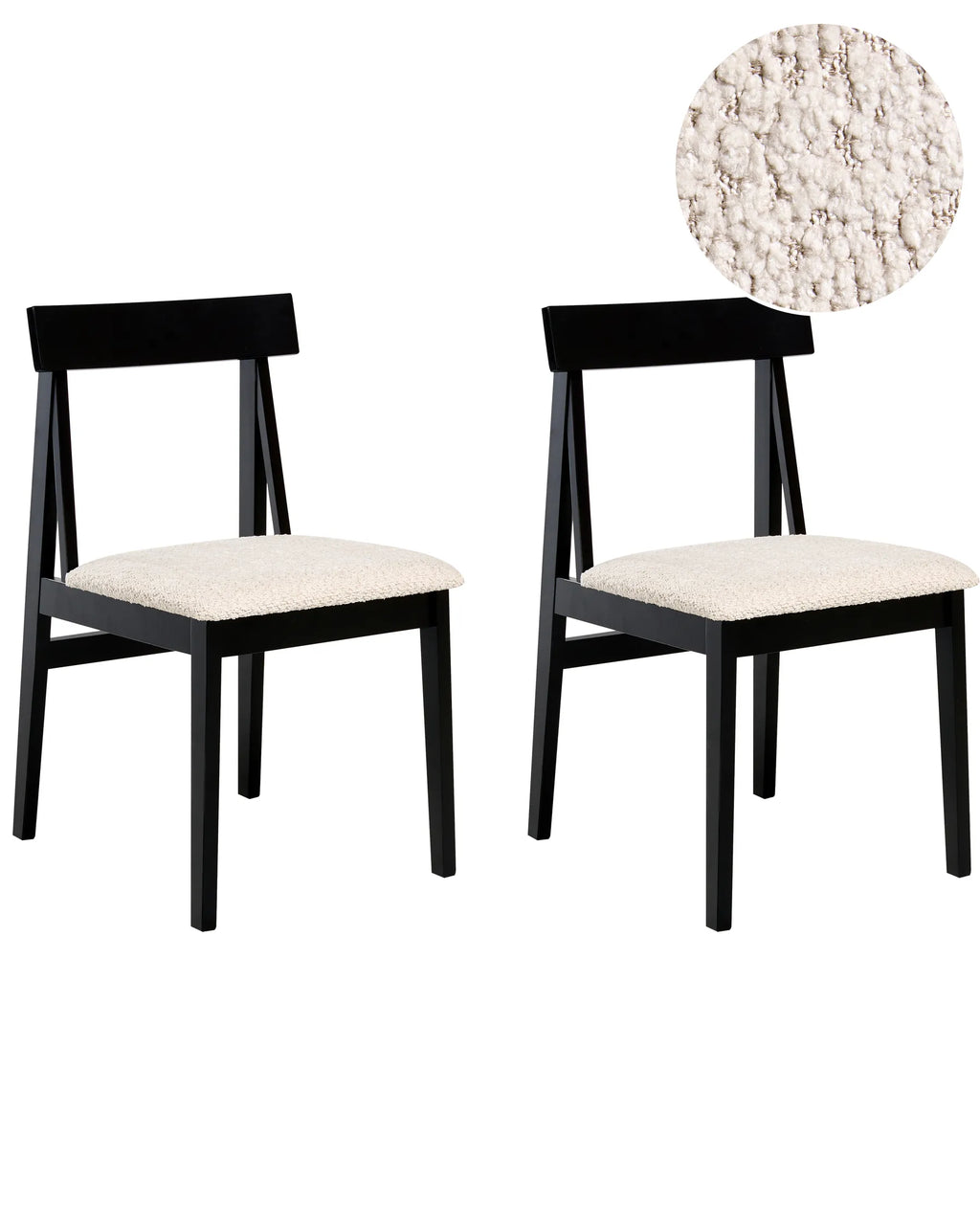 Set of 2 Dining Chairs ISLE Wood Black/ Beige