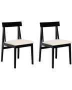 Set of 2 Dining Chairs ISLE Wood Black/ Beige