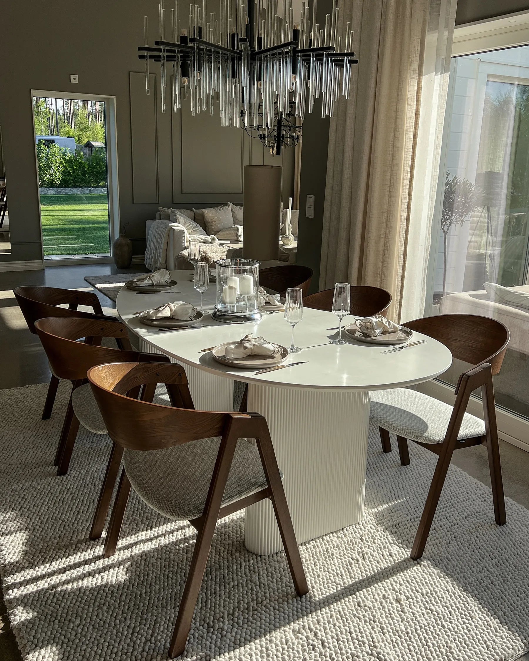 Set of 2 Dining Chairs YUBA Wood Light Grey