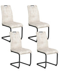 Set of 4 Dining Chairs CISCO Fabric Light Beige