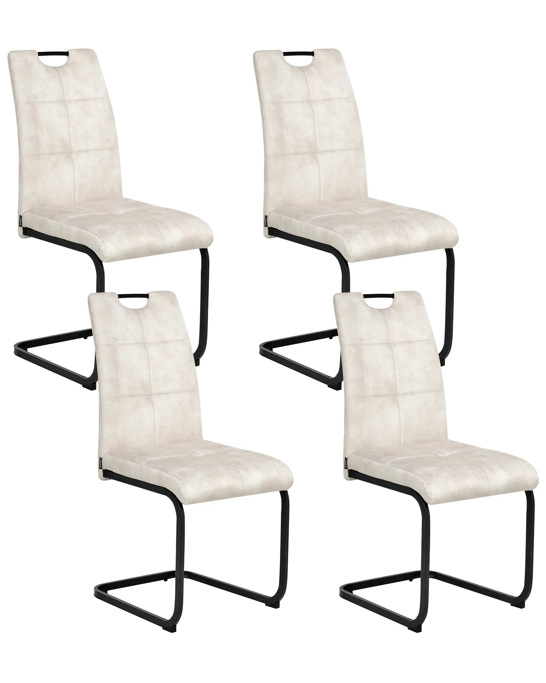 Set of 4 Dining Chairs CISCO Fabric Light Beige