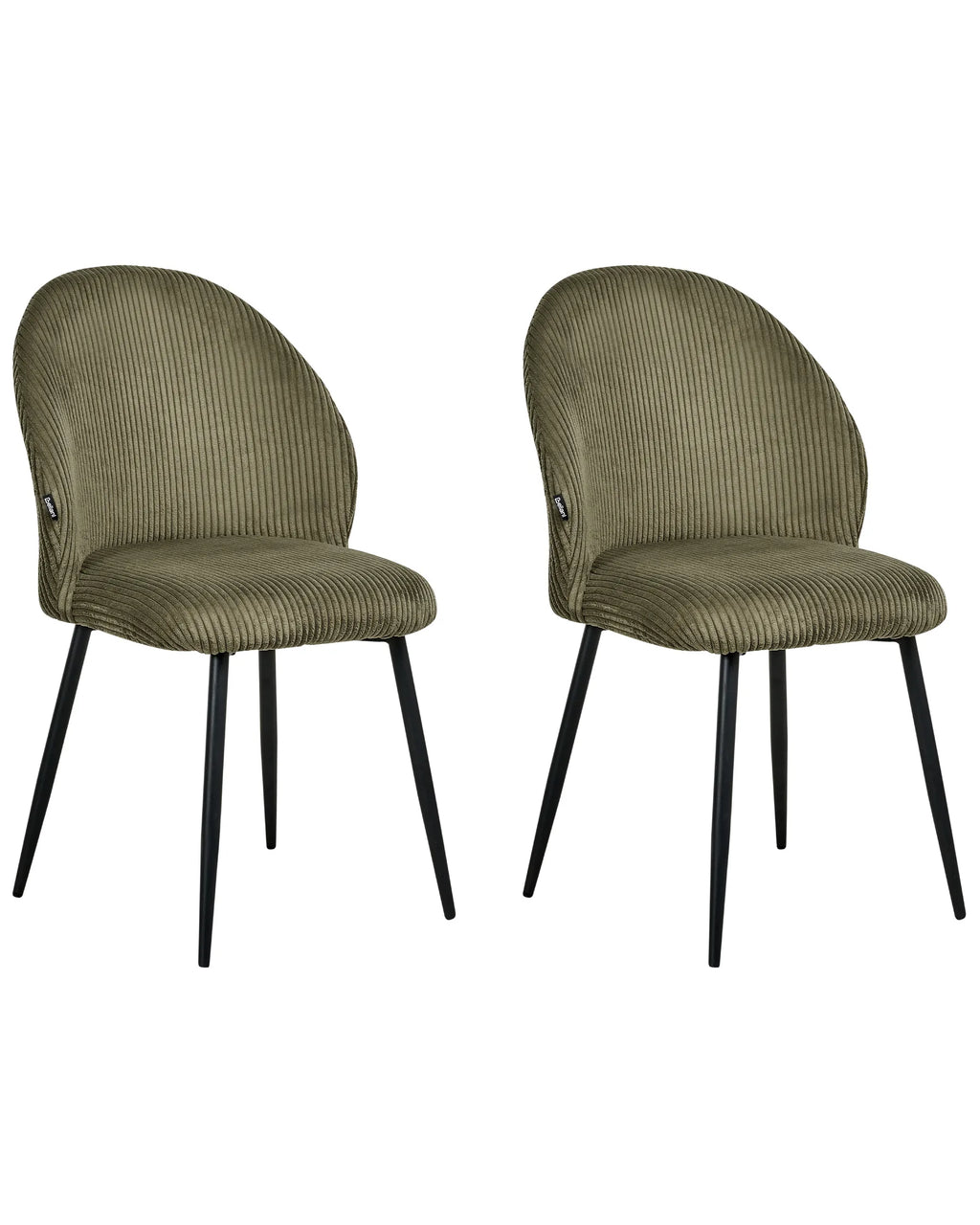 Set of 2 Dining Chairs ELOY Corduroy Dark Green