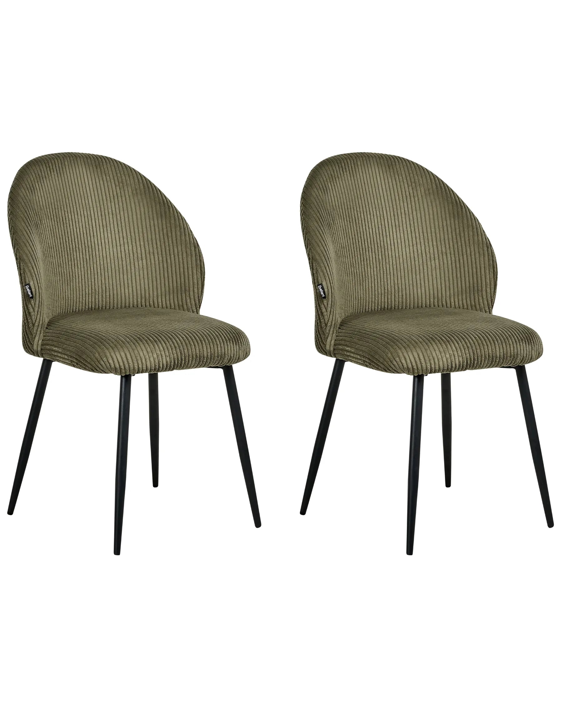Set of 2 Dining Chairs ELOY Corduroy Dark Green