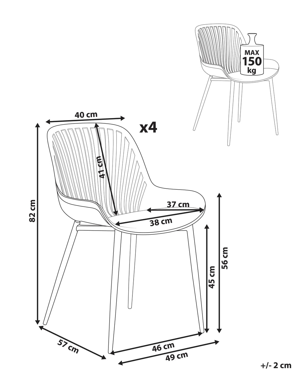 Set of 4 Dining Chairs KLEVE White