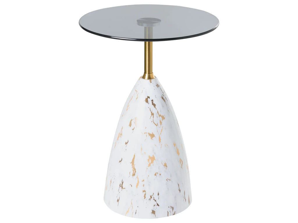 Side Table WABBY Tempered Glass White Marble