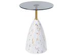 Side Table WABBY Tempered Glass White Marble