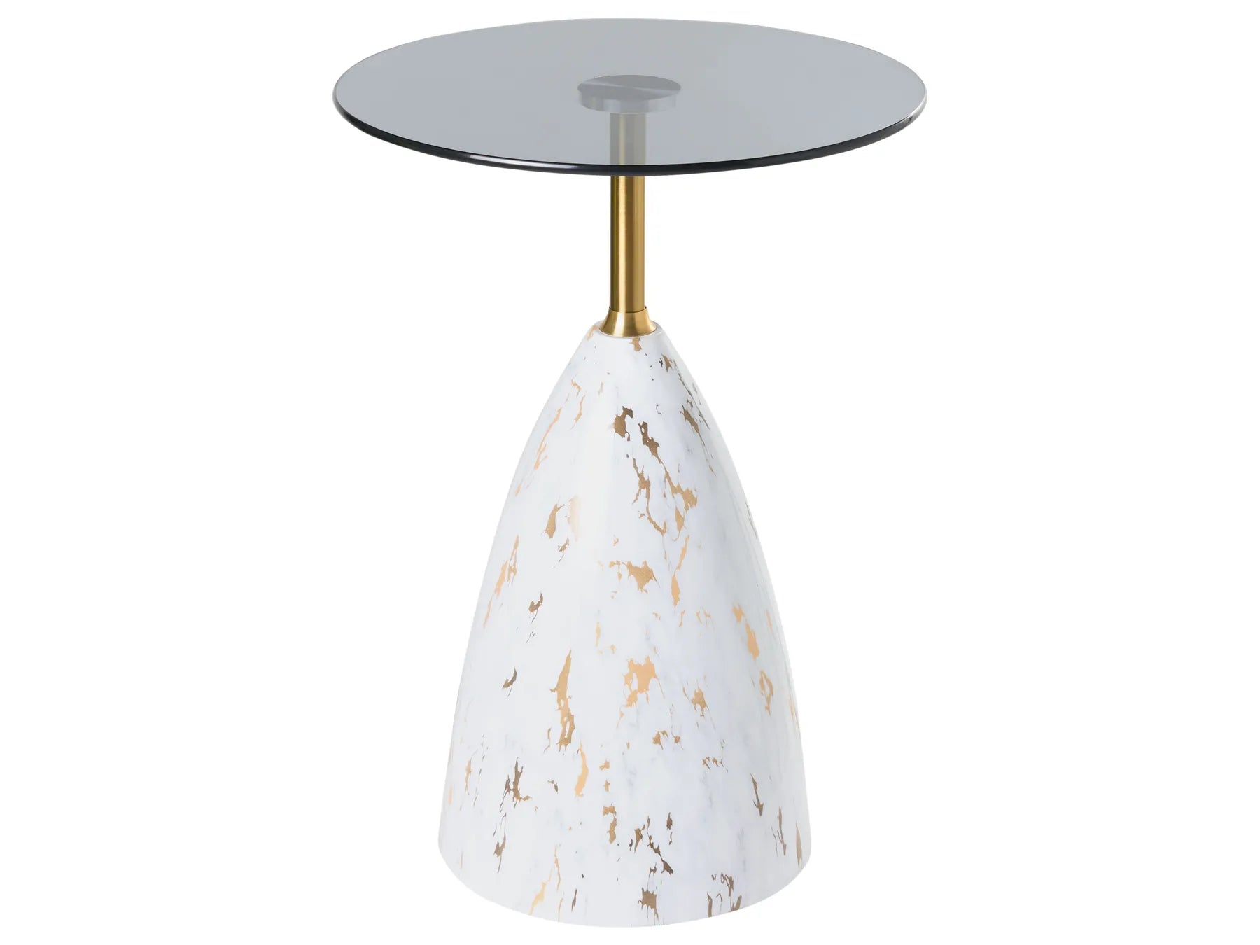 Side Table WABBY Tempered Glass White Marble