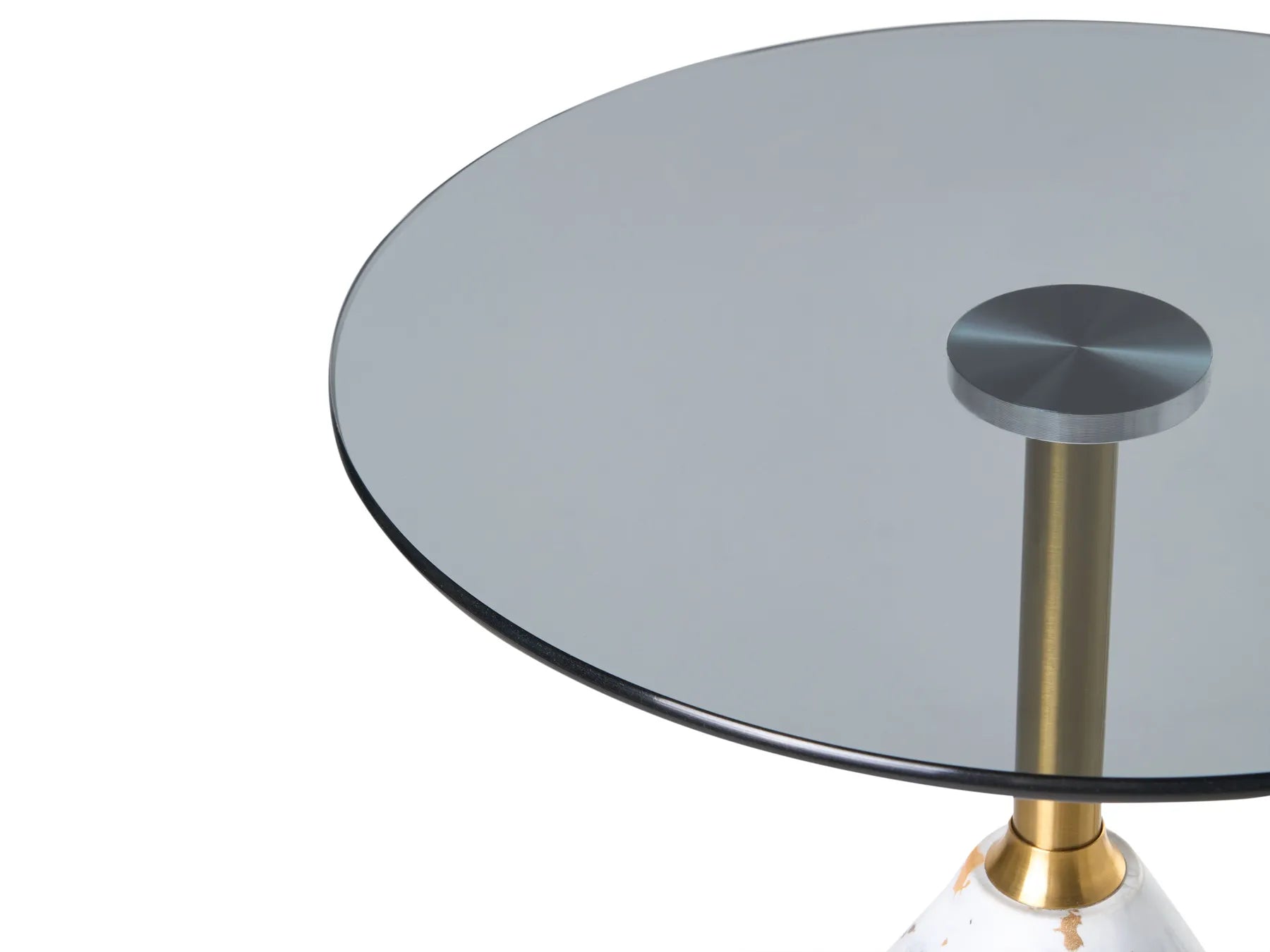 Side Table WABBY Tempered Glass White Marble