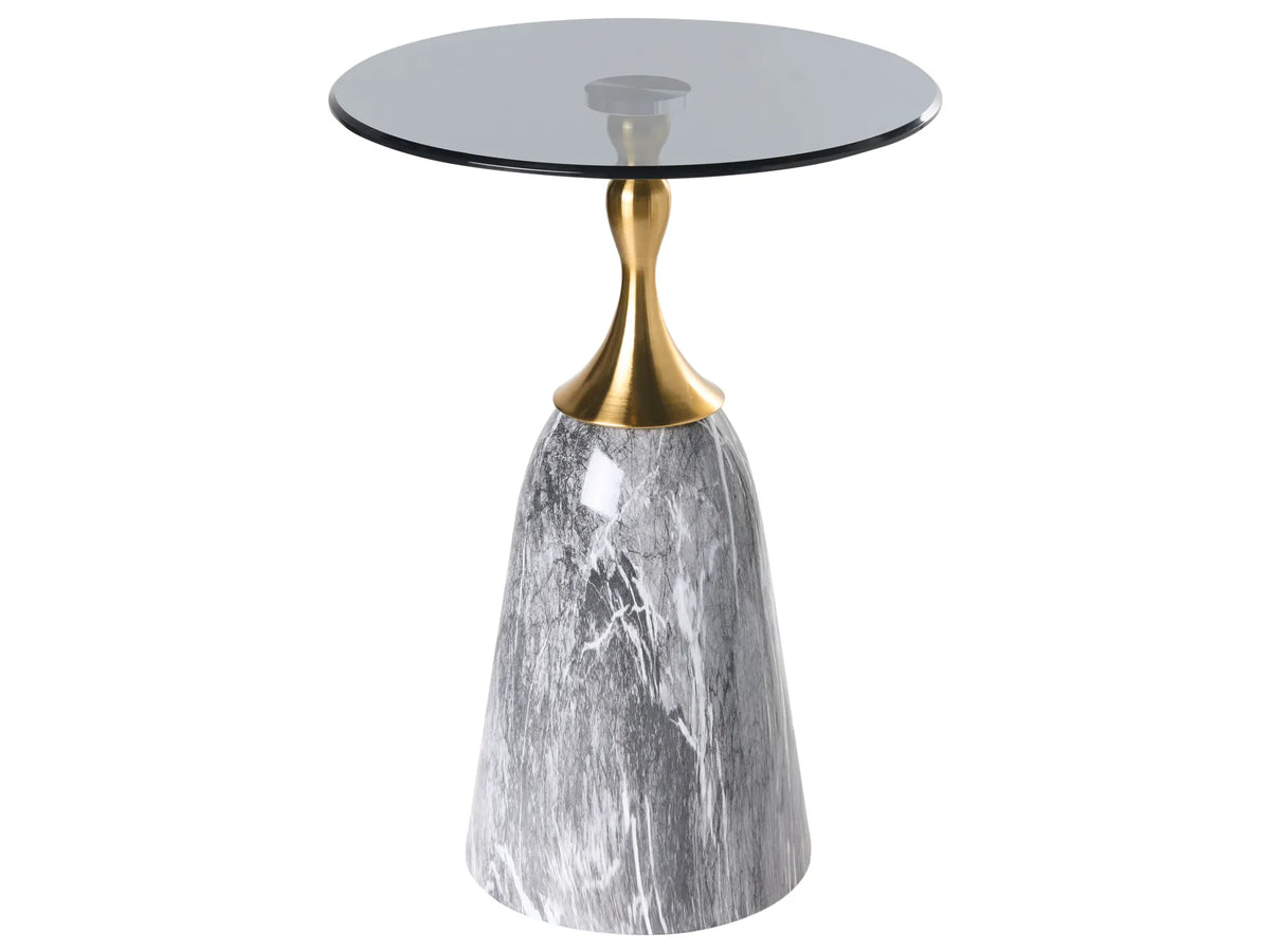 Side Table MAVORA Tempered Glass Grey Marble — main product view