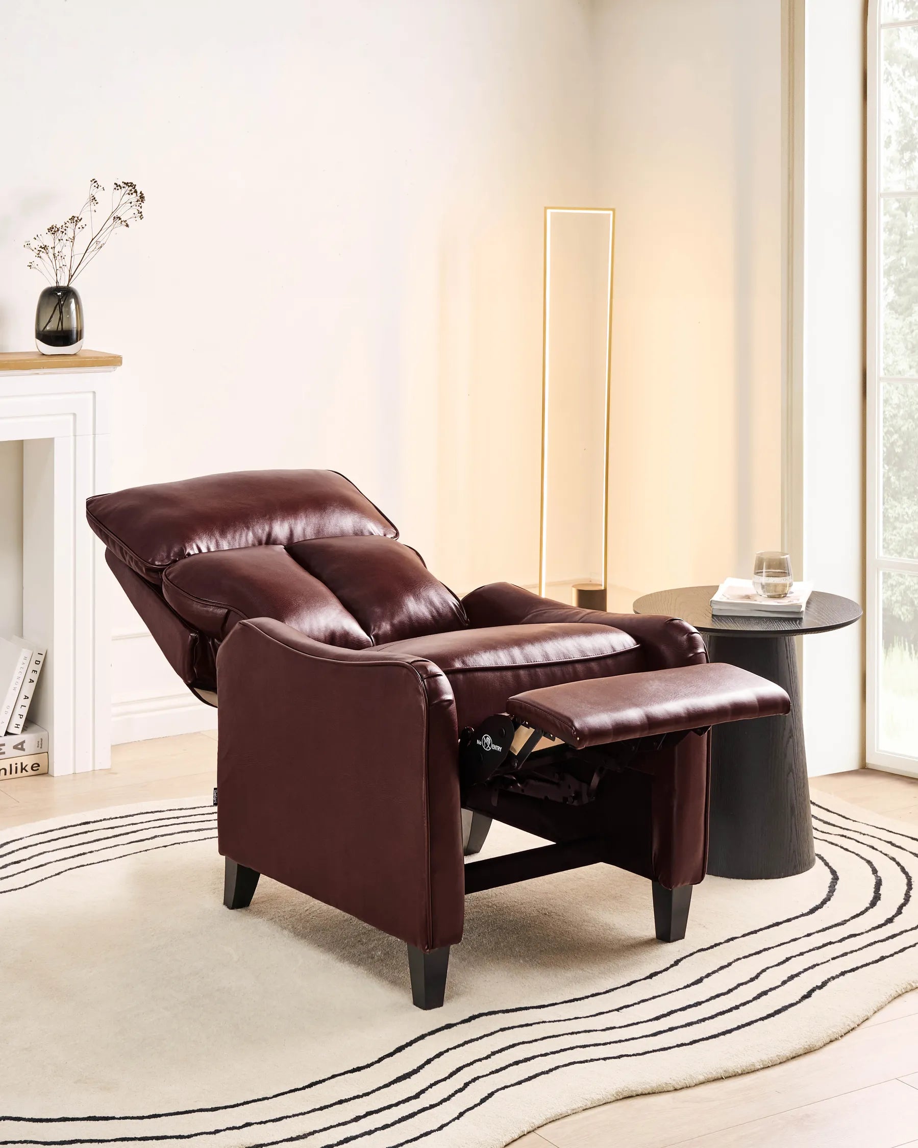 Recliner Chair ROYSTON with Footrest Faux Leather Dark Brown