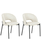 Set of 2 Dining Chairs PENNY Fabric Light Beige