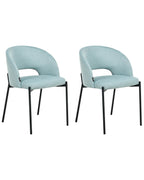 Set of 2 Dining Chairs PENNY Fabric Light Blue