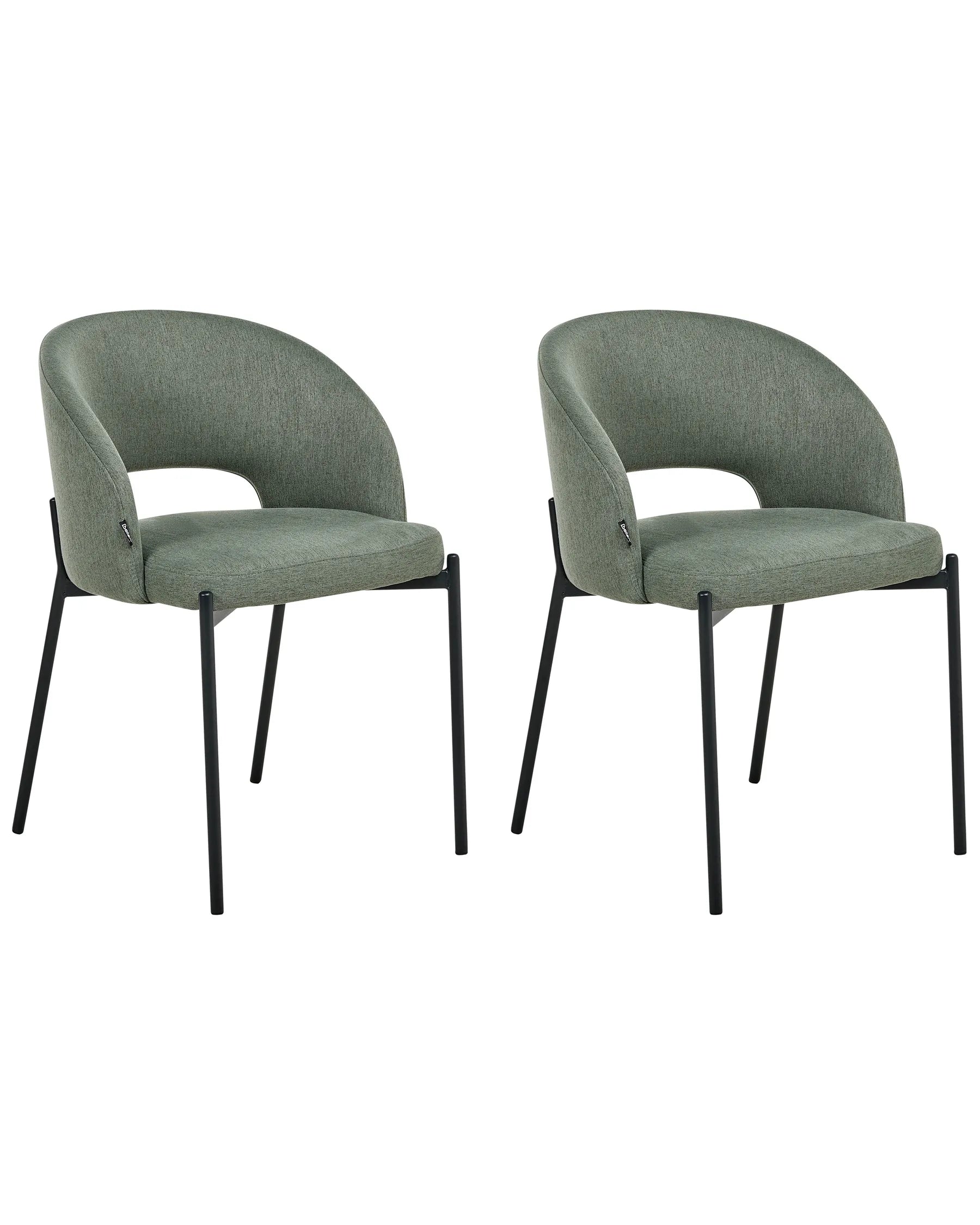 Set of 2 Dining Chairs PENNY Fabric Dark Green