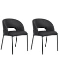Set of 2 Dining Chairs PENNY Fabric Black
